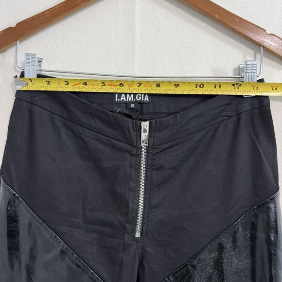 I.AM.GIA Faux Leather Pants Black Flare High Waist Moto Zipper Front Size Small - Picture 7 of 10